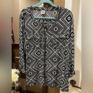 Anne Klein Black & White Patterned Women's Jacket